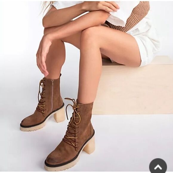 Free people Dylan Lace up boots Chunky Heel Women Size 8 - Picture 10 of 10